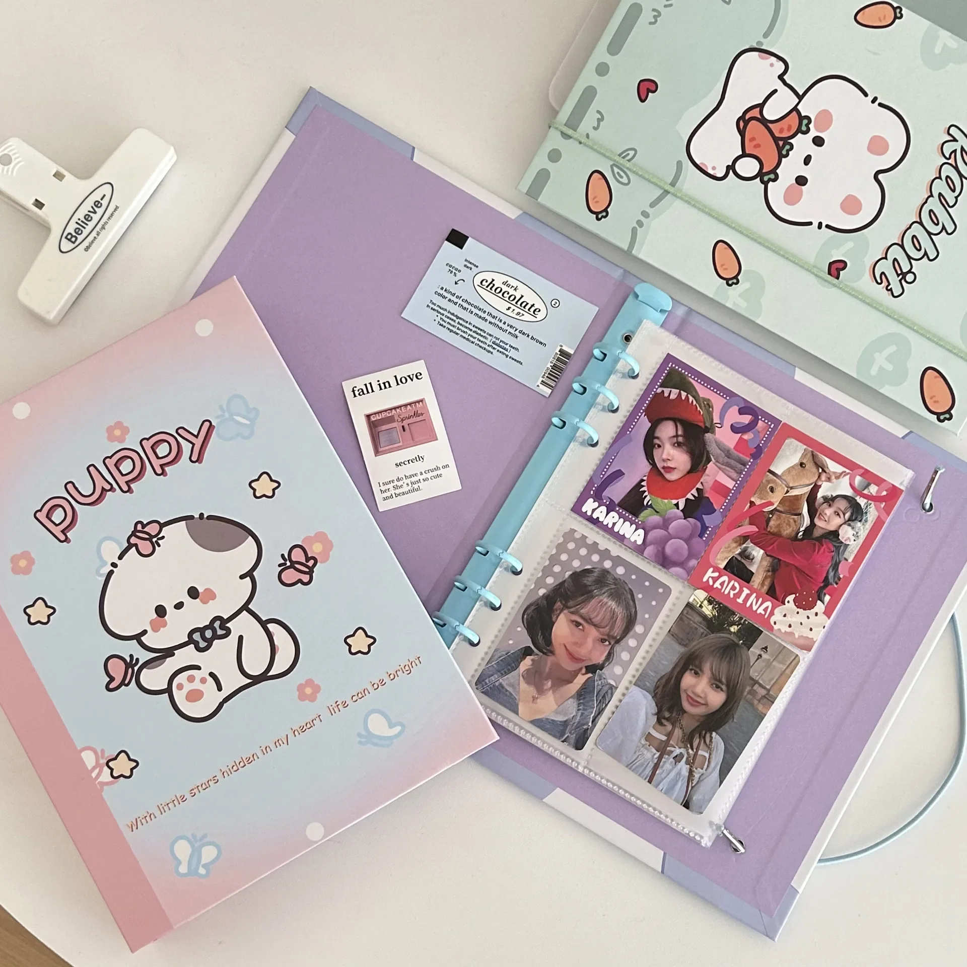 IFFVGX Kawaii A5 Binder Photocard Holder Kpop Idol Photo Album Collect Book Photo Card Storage Student Retro School Stationery