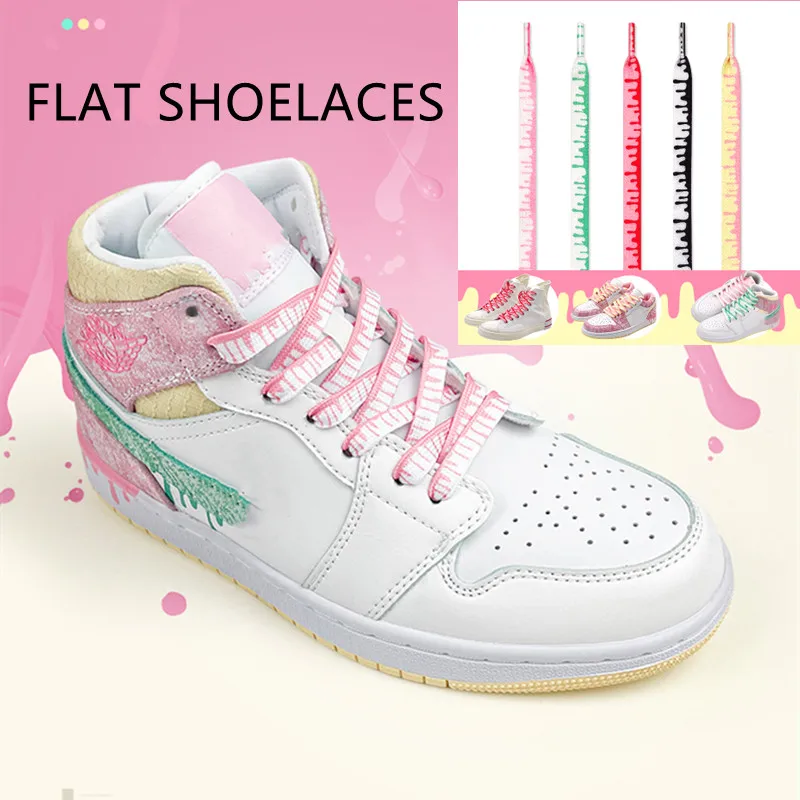 

Fashion Ice Cream Print Shoelaces Rubber Band for Men Women Sports Shoes Laces for Sneakers AF1/AJ Shoestring Canvas Shoes Strap