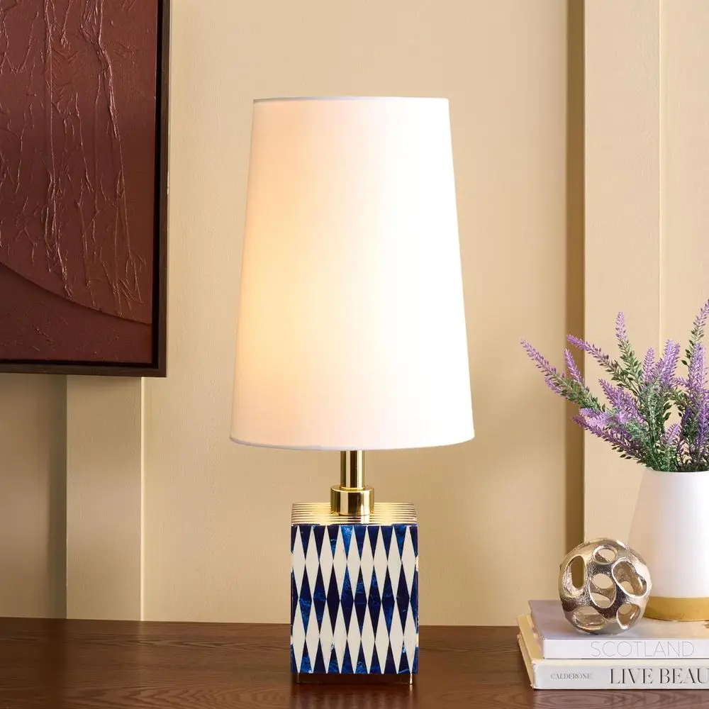 24 Blue & White Resin Accent Table Lamp with Fabric Shade, E26 Bulb Compatible