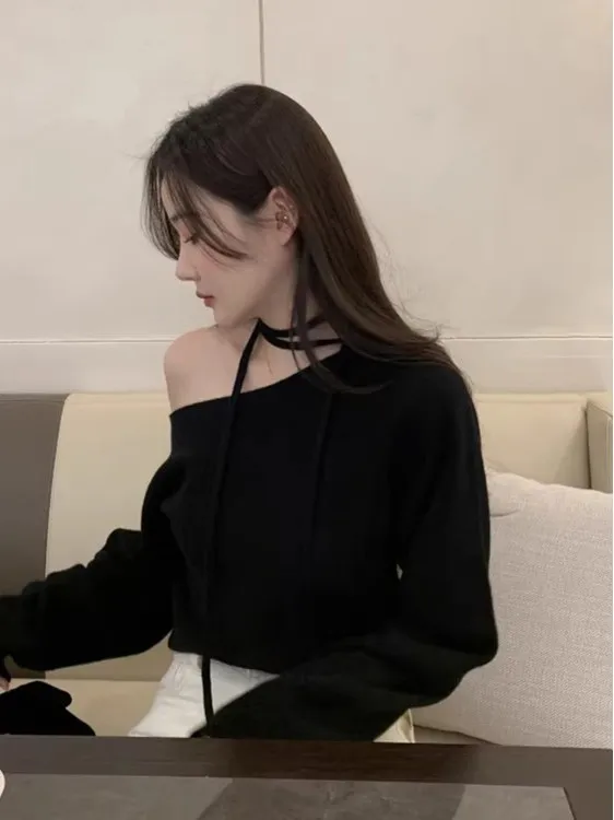 سترة محبوكة وردية فضفاضة بأكمام طويلة للنساء، تصميم جديد لخريف وشتاء على الطراز الكوري، أنيقة مع حزام، ناعمة ومريحة #4