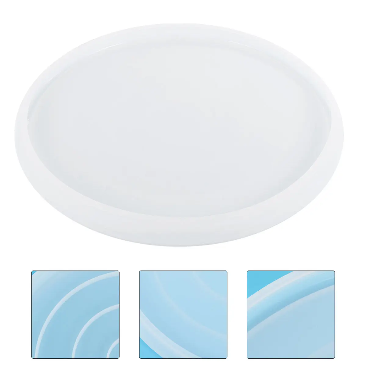 1Pcs Round Silicone Plate Mold Smooth Mirror Surface Flexible Resin Casting DIY Craft Coaster Art Supplies Silicone Mold