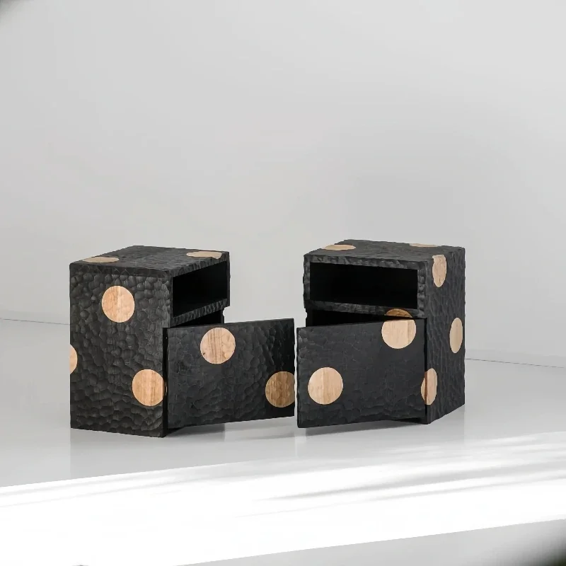 

Medieval Hammer Design Solid Wood Bedside Table Wabi Sabi Wind Home Bedroom Creative Storage Cabinet