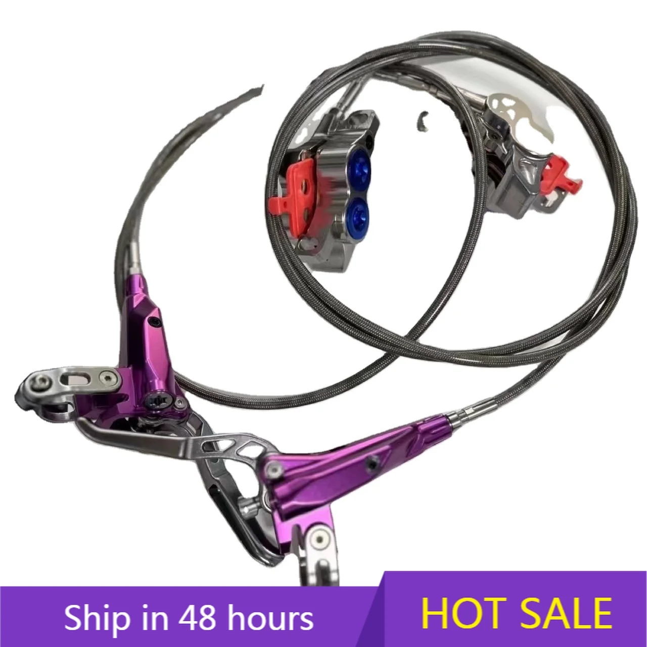 

YTYIN SIMAERS 4 Pistons Hydraulic Disc Brake Set for MTB DH BMX Cruisers Bicycles with Aluminum Rotor-Front/Rear Pair