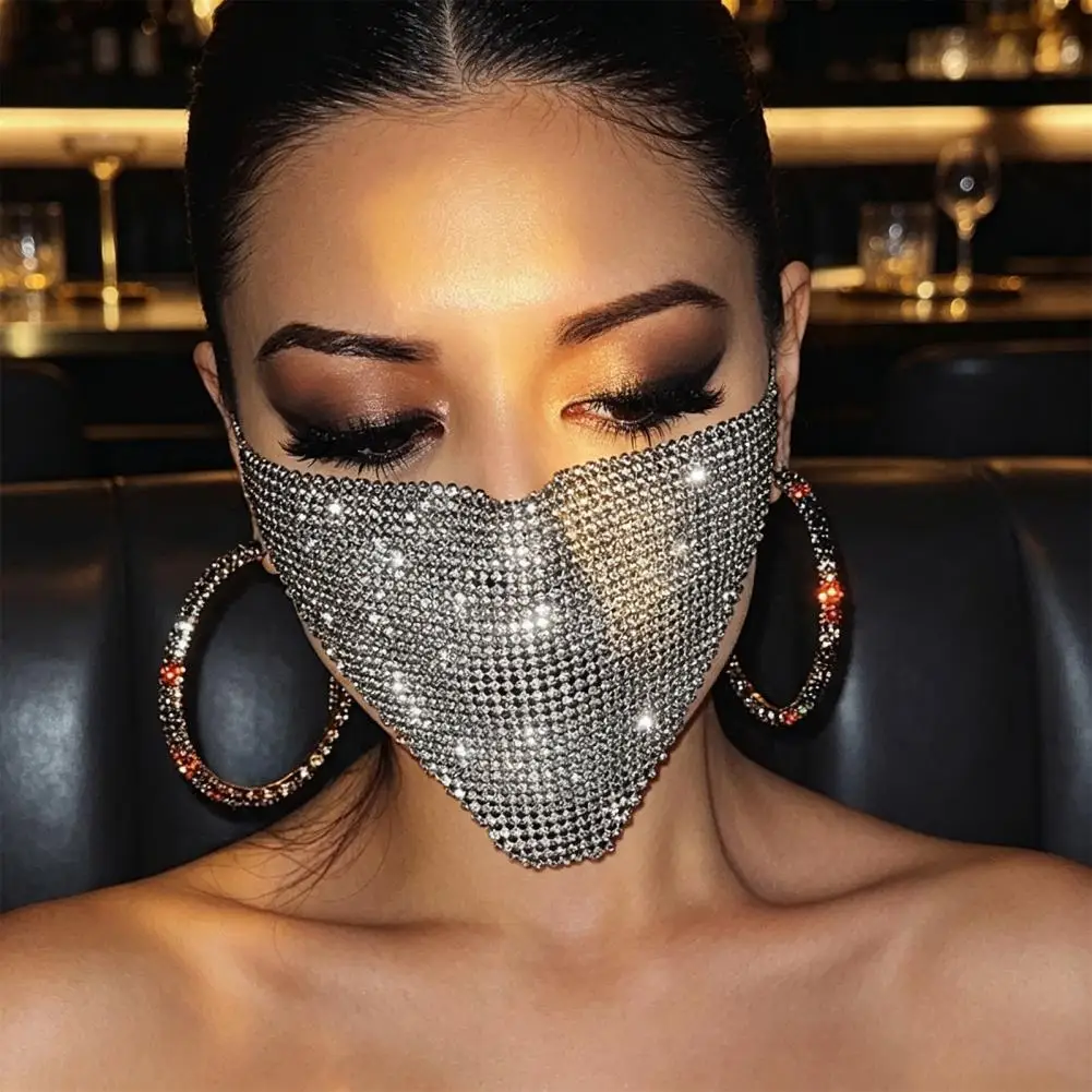 Glinsterende Strass Gezichtsmasker Glitter Kristal Maskerade Masker Bling Halve Gezichtsbedekking voor Halloween Kostuumfeest