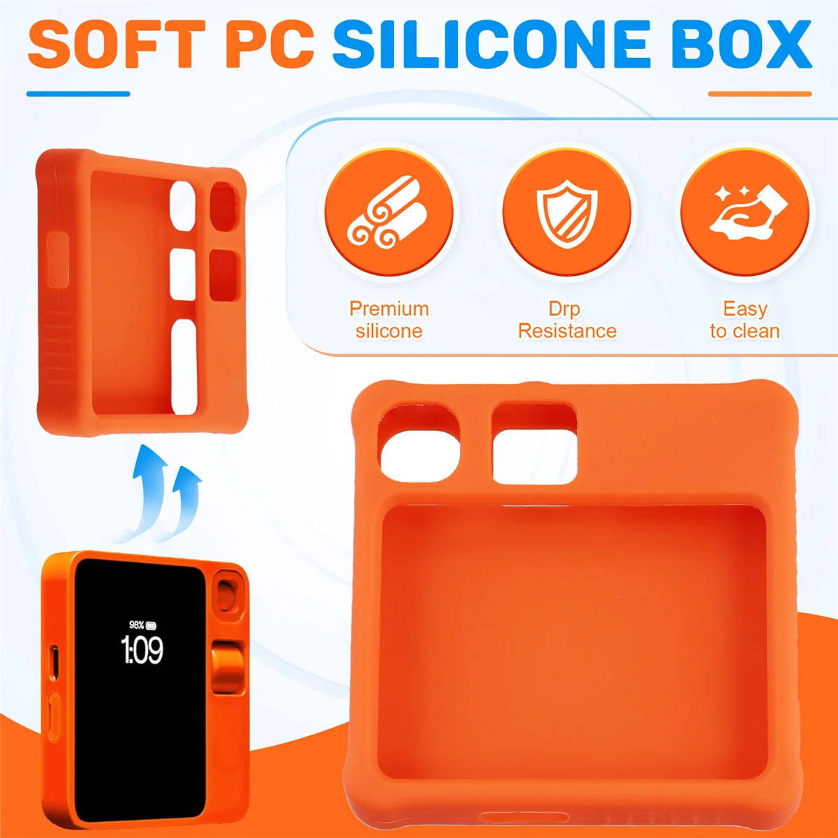 AT87-силиконовый защитный чехол для устройства Rabbit R1 AI, силиконовый противоскользящий защитный чехол, идеально подходит для Rabbit R1 AI Orange