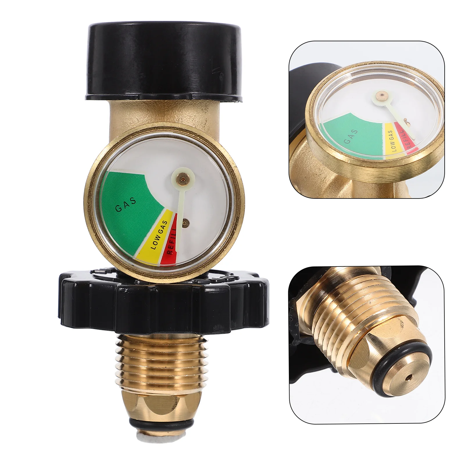 

Propane Tank Adapter Outdoor Gas Cylinder Adapter Pressure Gauge Copper Propane Valve Connector Gas Tank Level Indicator