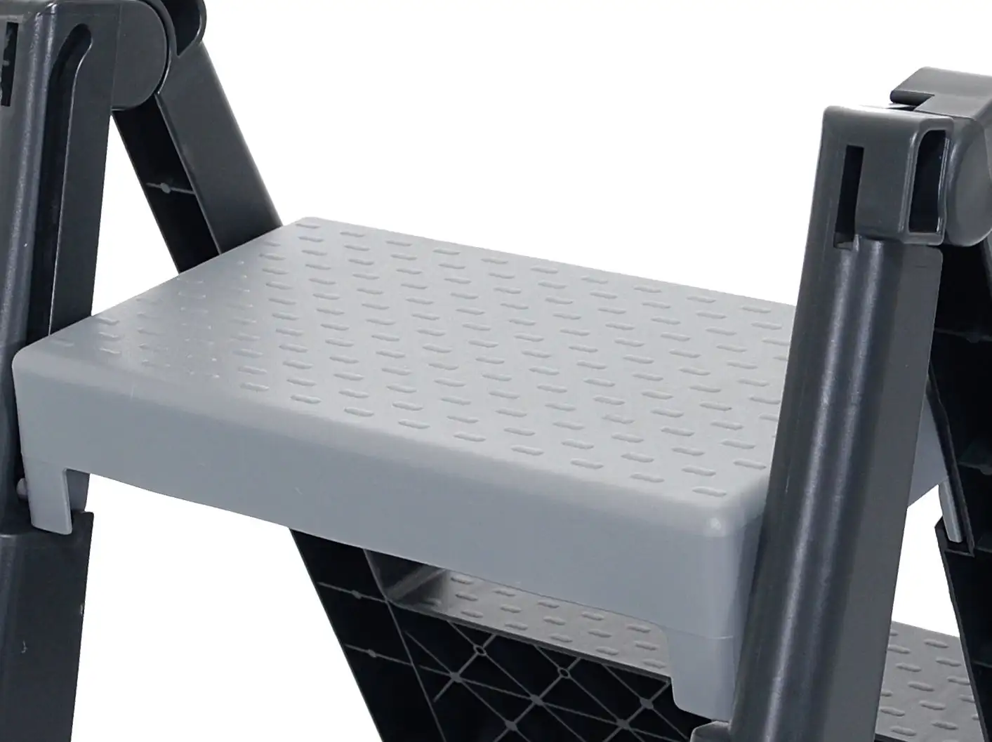 Elevate-2-Step Stool dobrável, preto e cinza