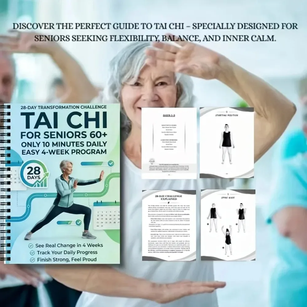 Tai Chi for Seniors 60+ 28-Day 10 Mins Daily Program Spiral Bound Beginner Friendly Guide Book for Balance Fitness Exercise