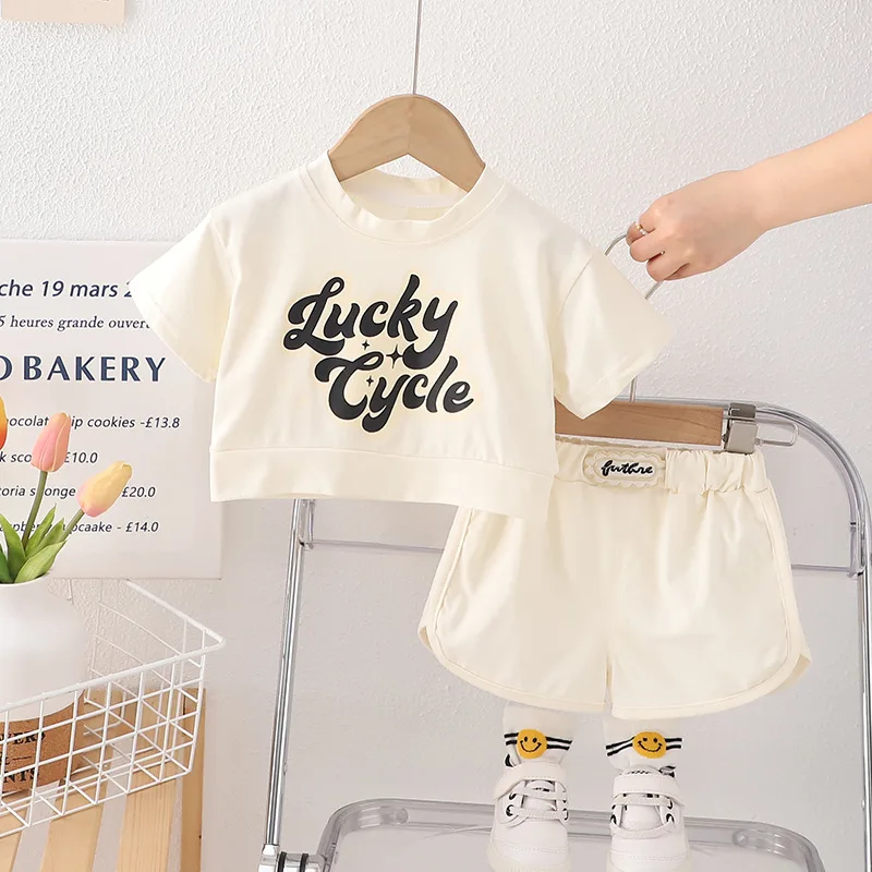 Girls' summer dress new Korean short sleeve set in children's fashion set summer baby girls set image 3