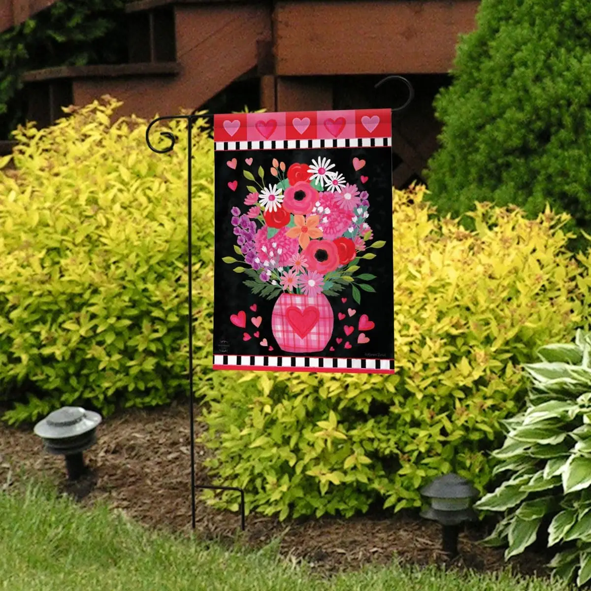 Hearts and Flowers Valentine's Garden Flag 18