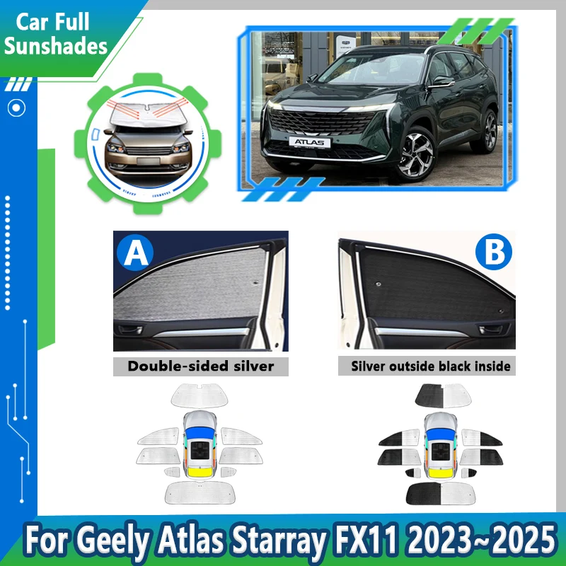 

Car Sunshade For Geely Starray / Atlas FX11 Boyue L 2023 2024 2025 Window Visor Curtain Windshield Shade Cover Tools Accessories