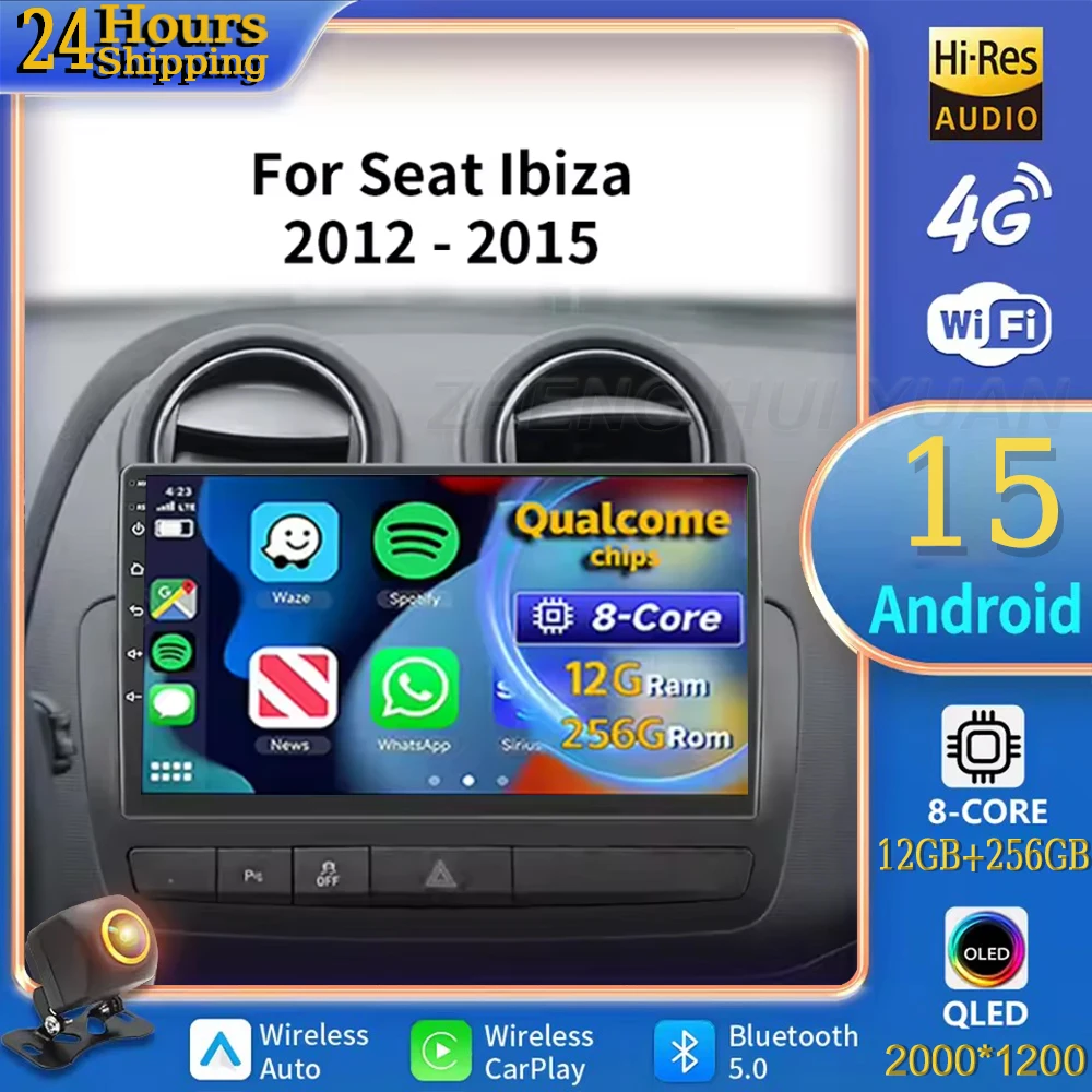 

Для Seat Ibiza 2012-2015 Android 15, автомобильный радиоприемник, мультимедийный плеер, Android Auto Carplay, головное устройство, навигация, GPS