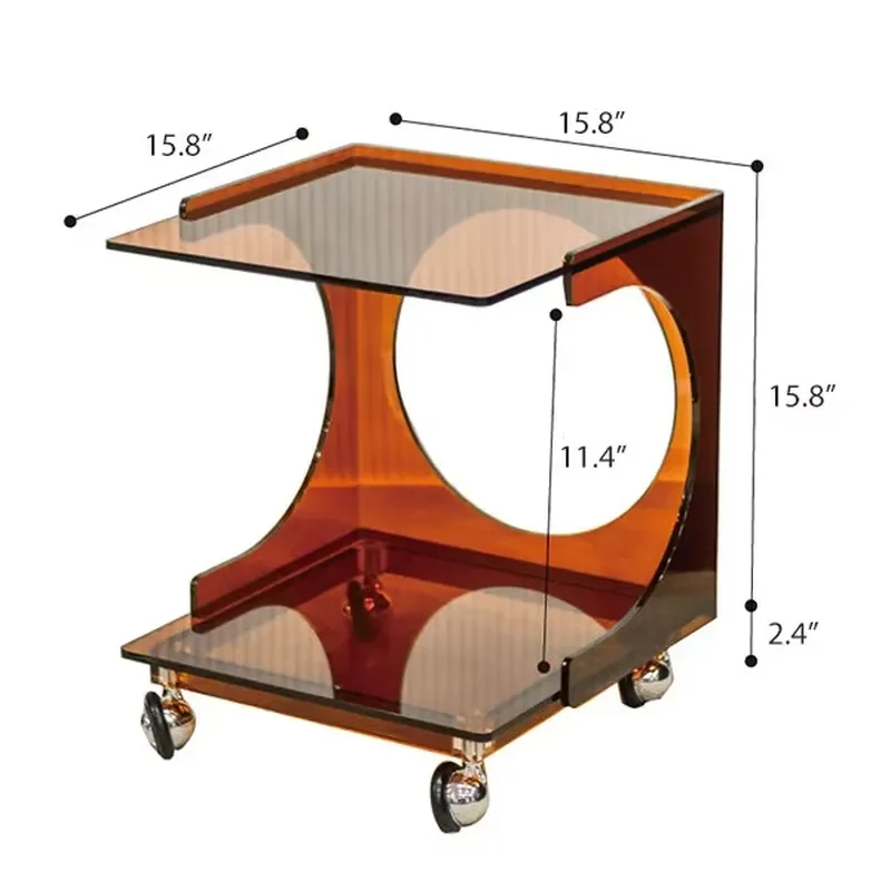 JAYA High Quality Pmma Dining Room Furniture Acrylic Wheeled Side Table