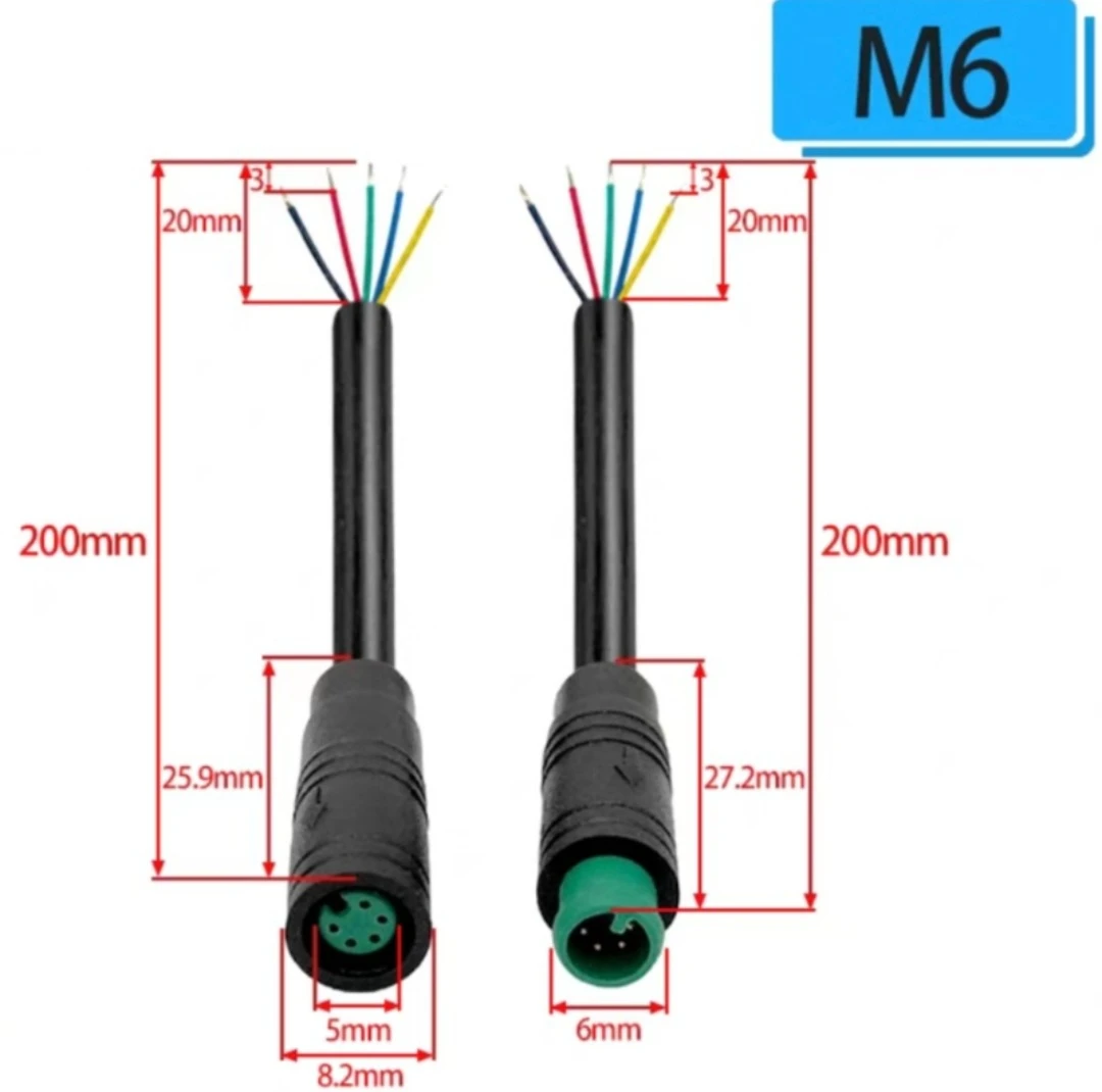 1 Paar 2-6 Pin M6 Elektrofahrrad-Verbindungsstecker, Verdrahtungsleitung, Roller-Bremskabel-Stecker, Signalverbindungssensor-Kabel 20CM – Detail 15