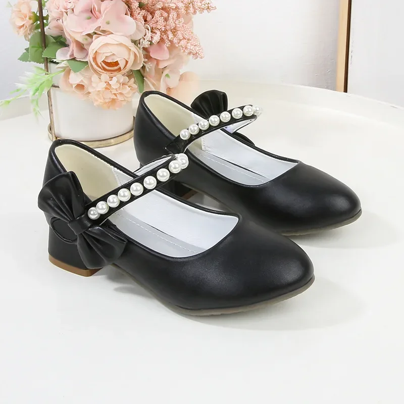 Children's Leather Shoes Elegant Girl Princess Shoes with Bowknot Fashion  Chic Versatile Kids Party High-heels Shoes Black White - AliExpress 1501