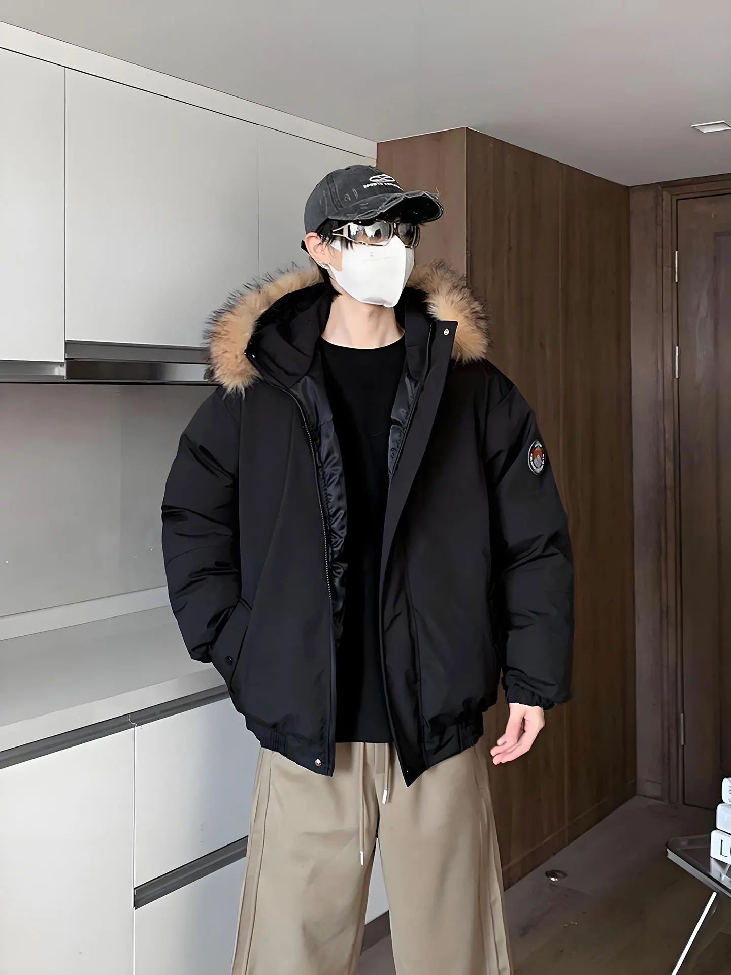 

Зимняя мужская парка Cleanfit Thiened с отстегивающимся меховым воротником, капюшоном, повседневная, теплая, из полиэфирного волокна, на молнии