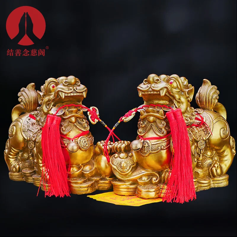 Decoration Pure Copper Pair Picchu Lucky Fortune Jucai Pure Copper Small Hallway Living Room Bar Shop Decoration