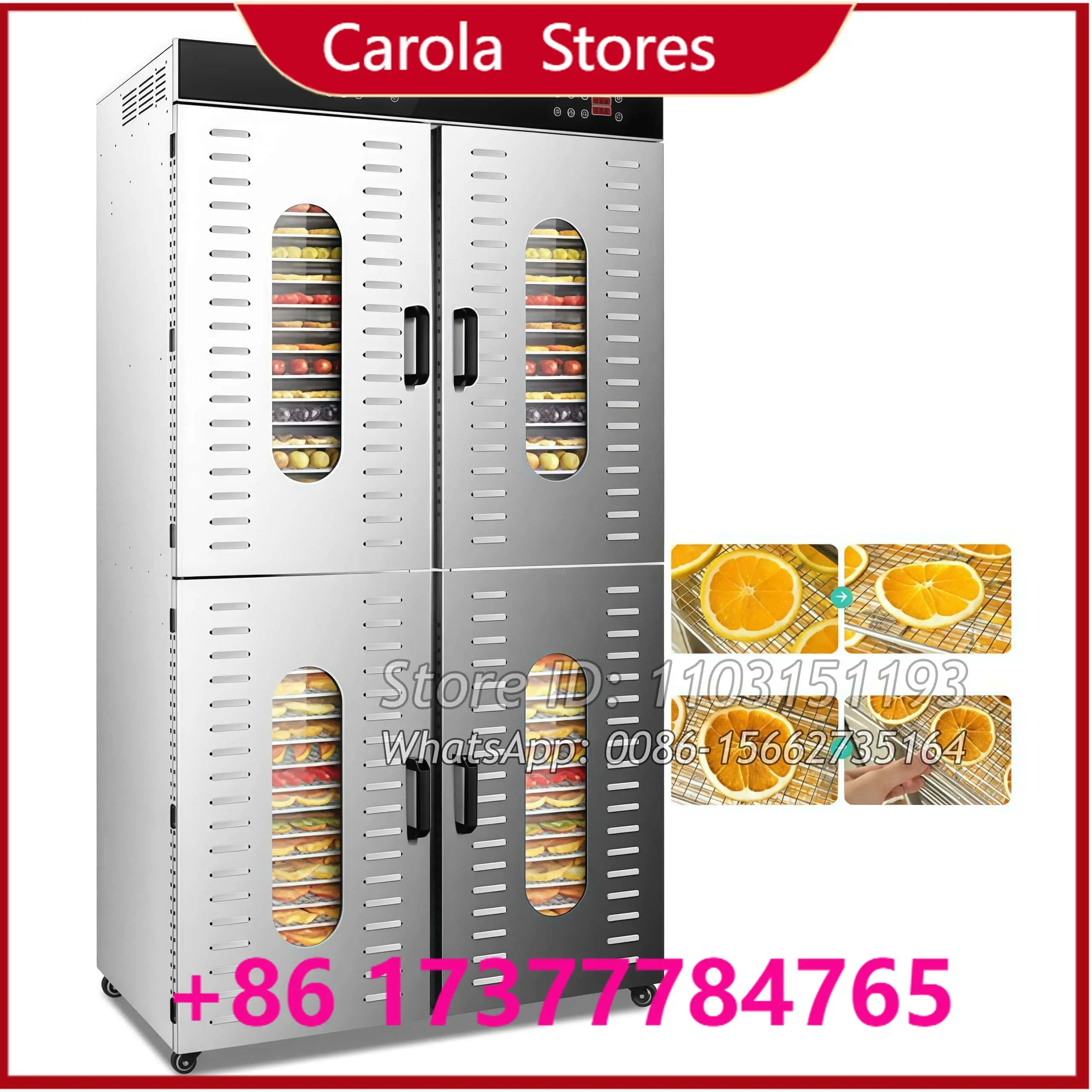 96-Tray Food Dehydrator Commercial Stainless Steel Meat Vegetable Hot Air Dryer Industrial Grade Dehydrating Machine