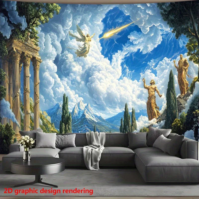 Epic Mythology Mural Tapestry Wall Hanging Room Decor Classical Gods Sky Landscape Art Print