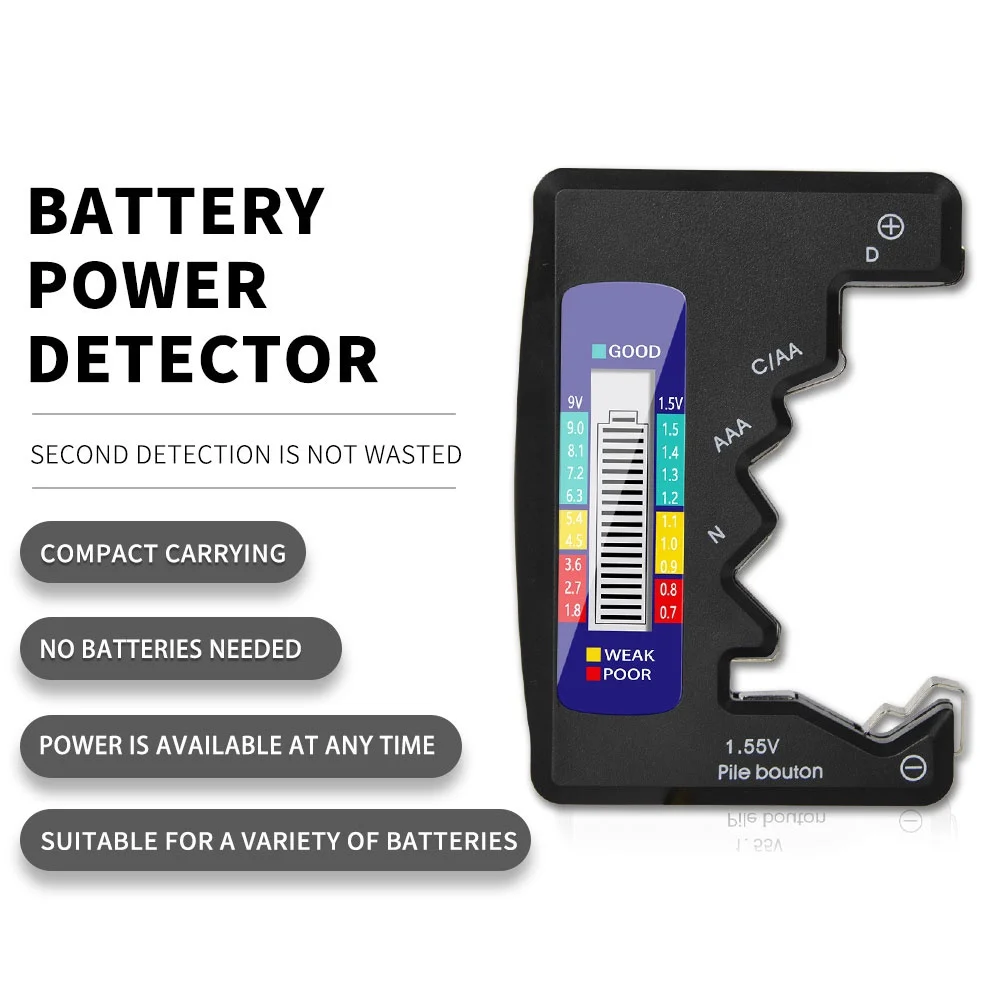 Digital Battery Tester LCD Display for AA AAA C D 9V 1.5V Button Cell Capacity Check Capacitance Diagnostic Tool Multifunctional