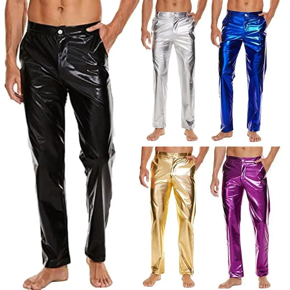 Shiny Golden Metallic Jogger 2025 Mens Streetwear Nightclub Disco Stage Party Dress High Quality Long Pants Trousers Club Pants