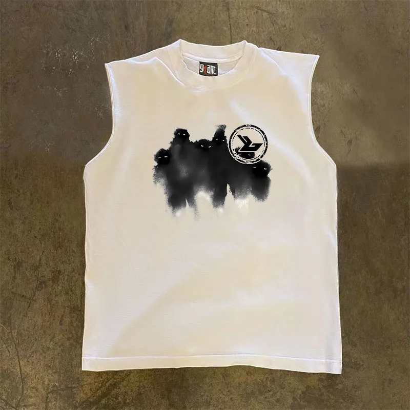 

Мужская/женская летняя уличная футболка без рукавов Heavyweight Non-Lightweight Black Smoke Monster Vest с креативным принтом, унисекс