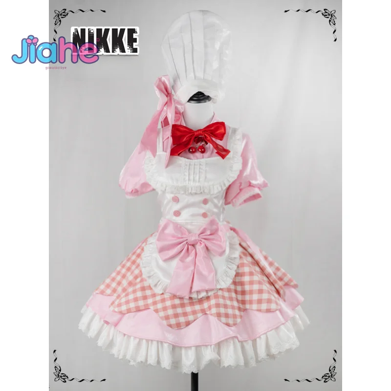 

Goddess of Victory: Nikke Kloster Cosplay Kurōsutā Costume Women Pink Halloween Party Lolita Sweet Dress Tie Socks Props Uniform