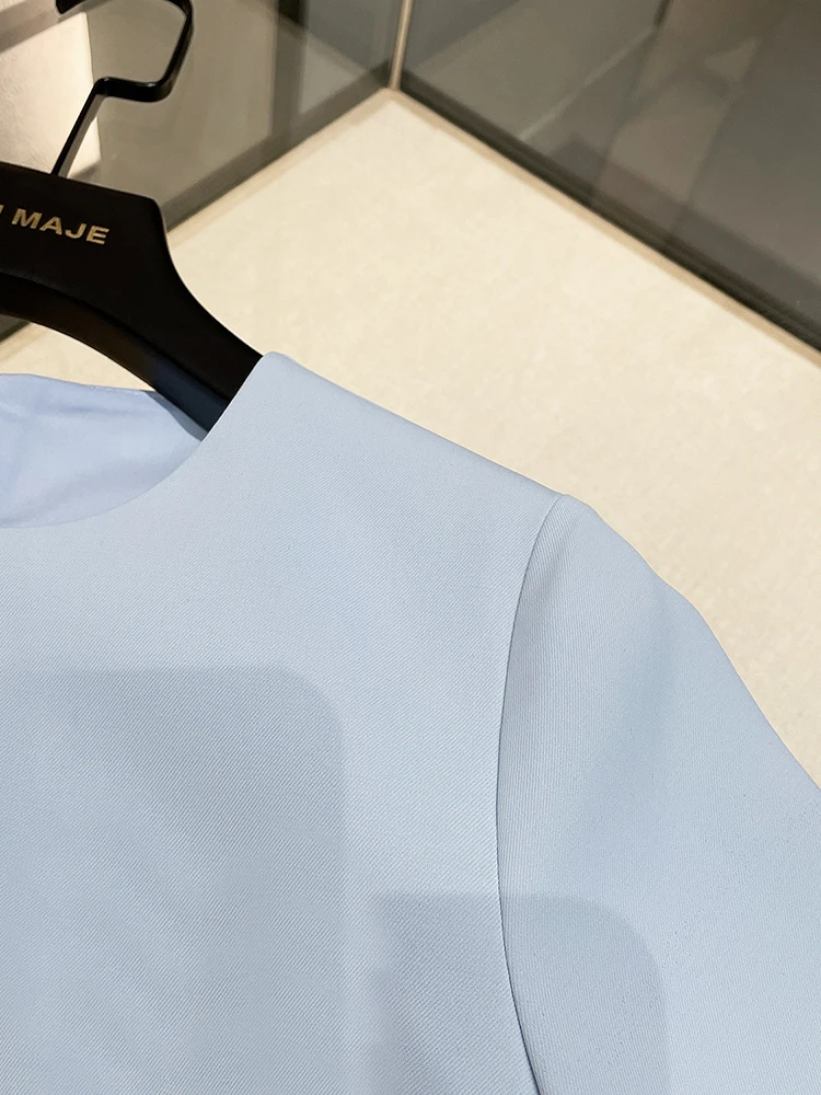 South Oil – jupe trapèze plissée pour femmes, haut de gamme, petit Fraance, t-shirt avec nœud dimensionnel, été