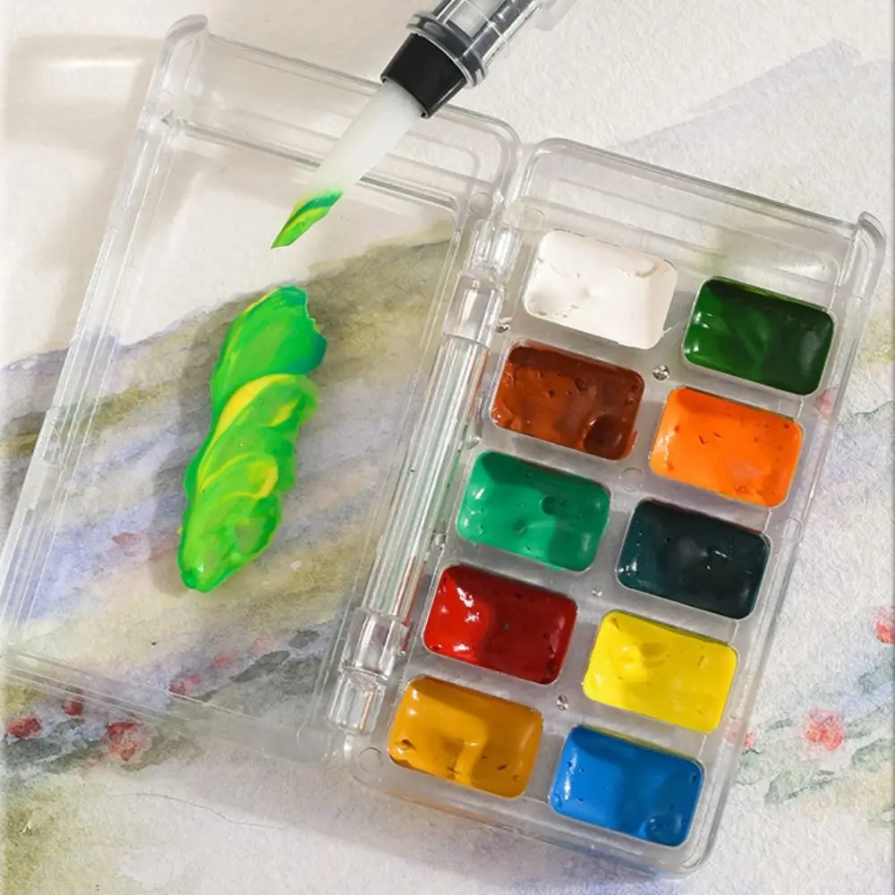 DIY 10/21 Grid Watercolor Paint Palette Mini Waterproof Paint Pigment Box Portable with Clip Travel Painting Tray Outdoor