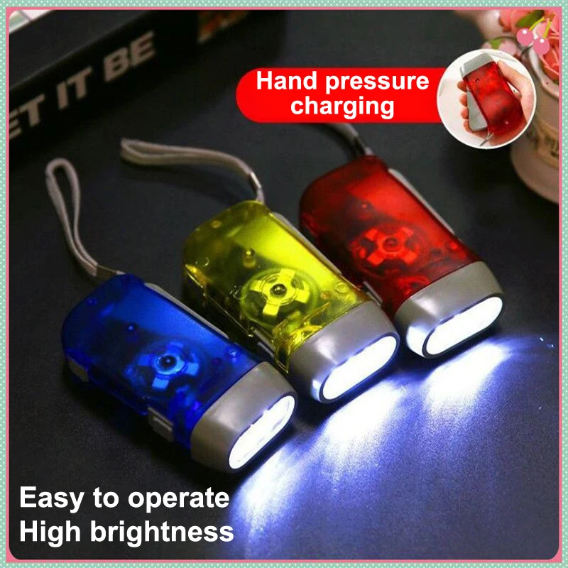 Flashlight LED Hand Pressing Dynamo Crank Power Wind Up Flashlight Mini Self Generating Torch Camping Lamp Outdoor Home Supplies
