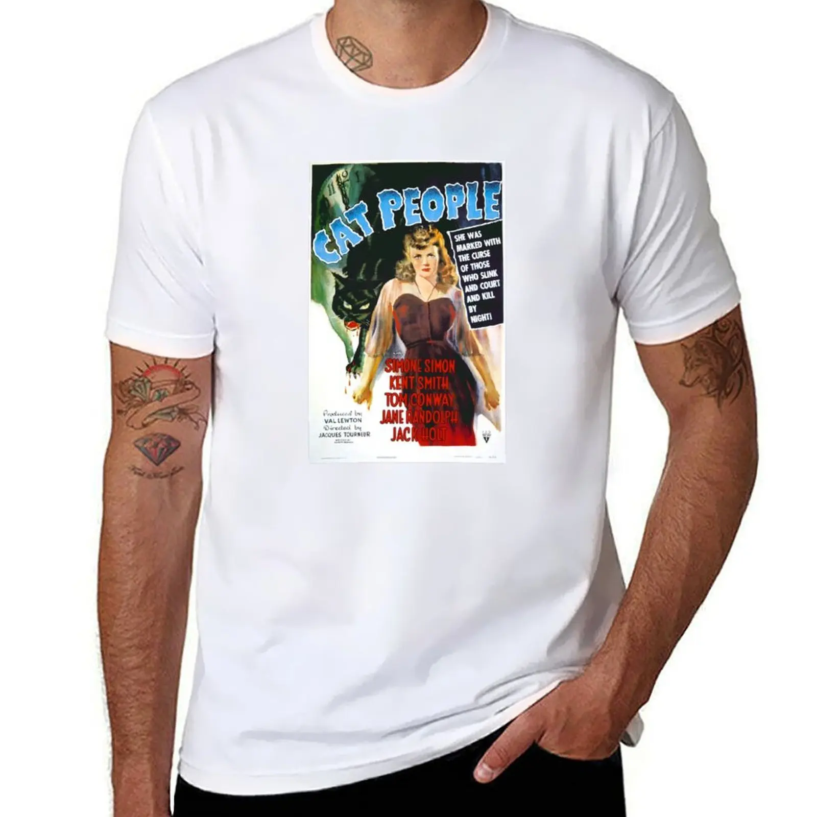 

Cat People - vintage horror film poster T-Shirt anime tshirt anime t shirts oversize T-Shirt