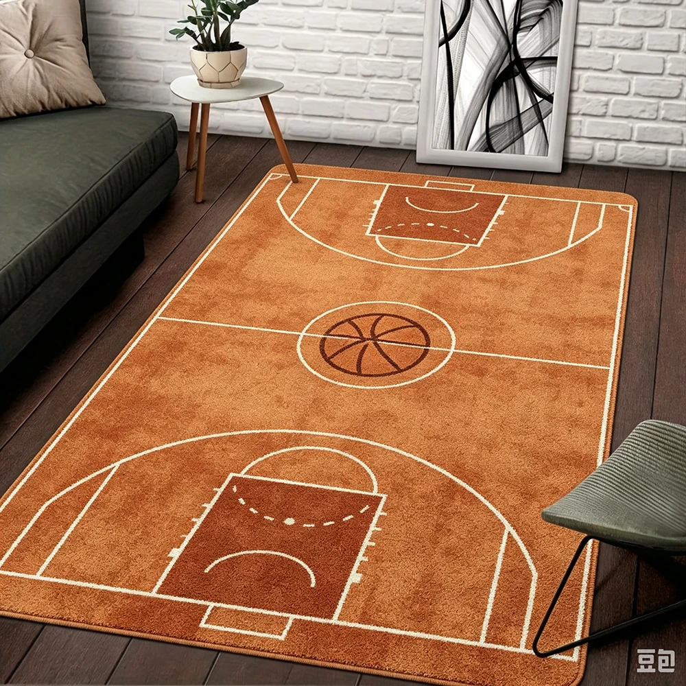 Area Rug Sports Field Soccer Basketball Tennis Rugby Decorative Indoor Floor Carpet for Living Room Game Room Home Decoration