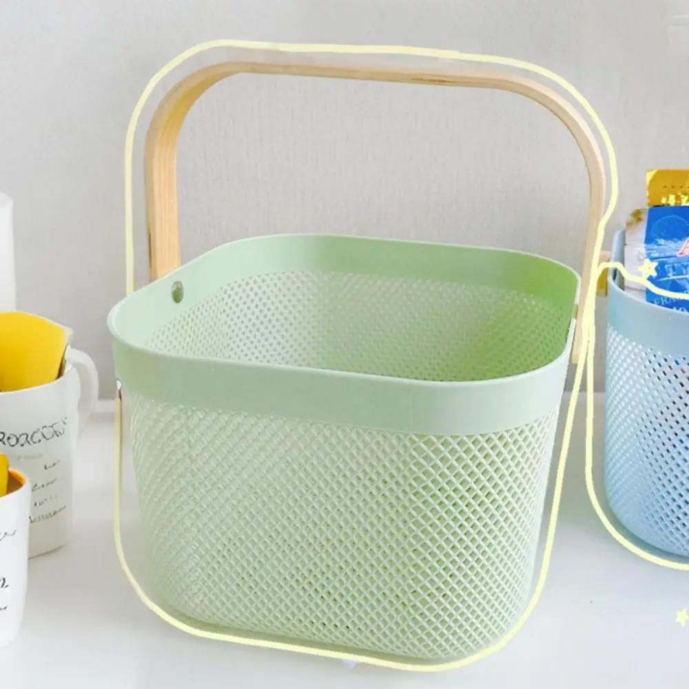 Пластиковая домашняя корзина для хранения с ручкой, большая вместительная дренажная корзина для фруктов и овощей, портативная сетчатая корзина для хранения полотенец