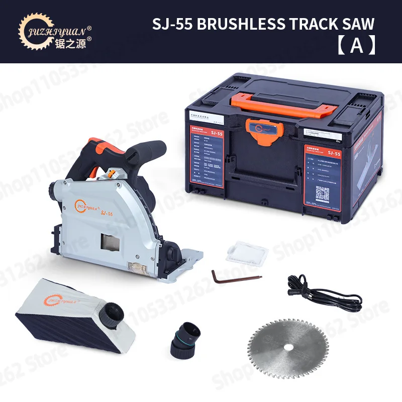 SJ-55 Brushless Track Saw 2KW 55mm Depth 6470RPM 6-Speed Plunge Saw for Wood, Aluminum, Plastic Dust Free with Quick Stop Safety