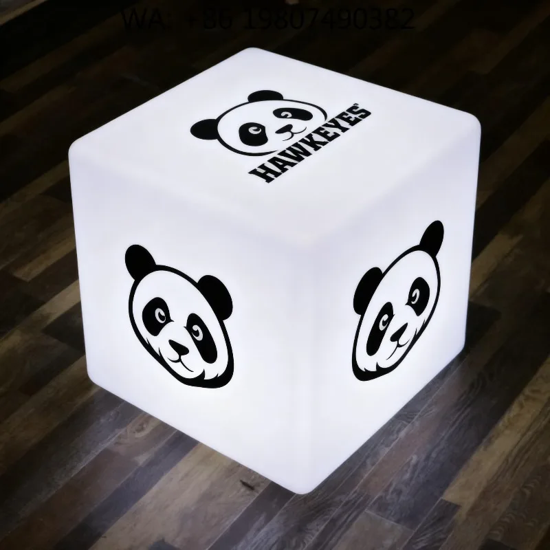 Wireless Rechargeable Custom Logo RGB LED Glow Cube Lamp Portable Luminous Square Light for Kitchen Dining Corporate Party Decor