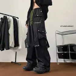 Streetwear Hip Hop Joggers Cargo Pants Men Overalls Multi-Pocket Black Pants Harajuku Fashion Men's Wide Leg Baggy Sweatpants