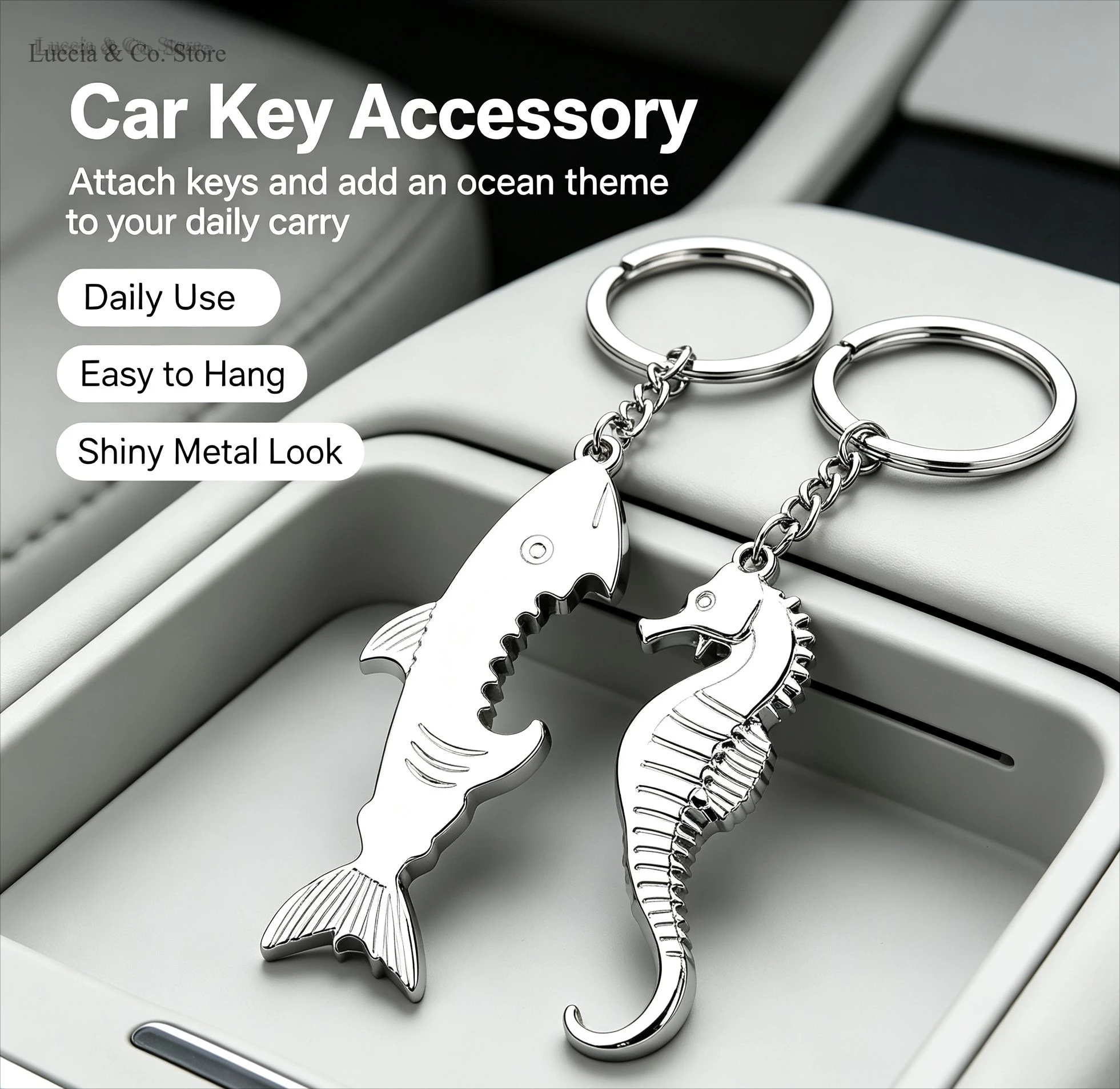 Toothed Shark Hippocampus Metal Bottle Opener Ornament Key Ring Pendant Keychain Accessories Keyring Charm Gift Bar Wholesale