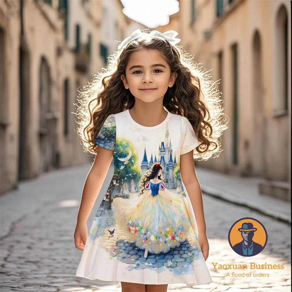 

Trendy 2025 Disney Snow White Girls Kids 3D Printed Dress Pretty Cool Cute Summer New Fashion Dress​
