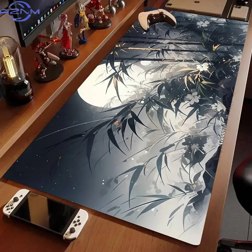 Bamboo Shadow Ink Painting Mousepad Non-slip Suitable For Office Computers Laptops E-sports Game Desk Mats XXL Keyboard