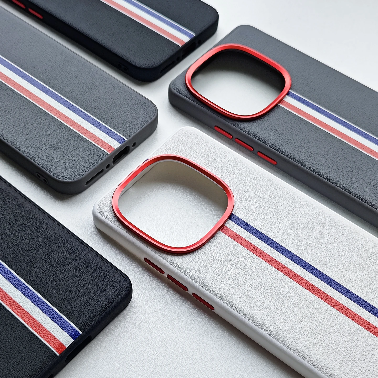 Funda de teléfono a rayas de tres colores para Vivo iQOO Z10 Turbo Pro Y300 GT, funda resistente a prueba de golpes de cuero PU de lujo a la moda para iQOO 13