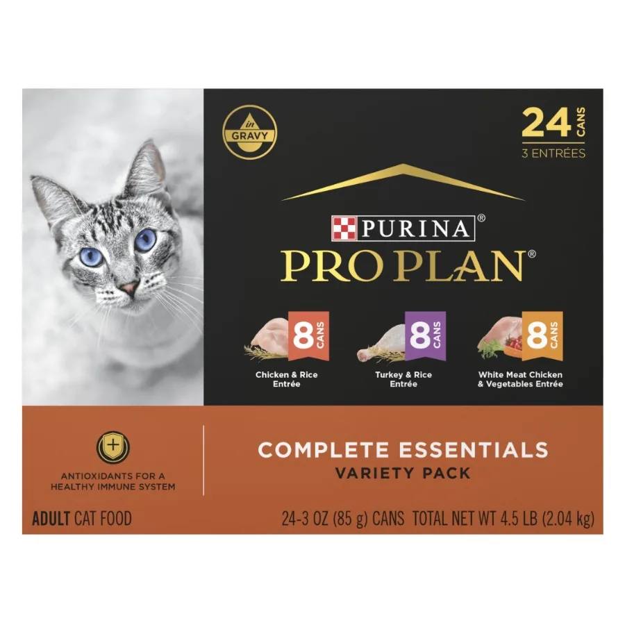 

Полноценный набор влажного корма для кошек Complete Essentials с курицей и индейкой, 3 унции, в банках