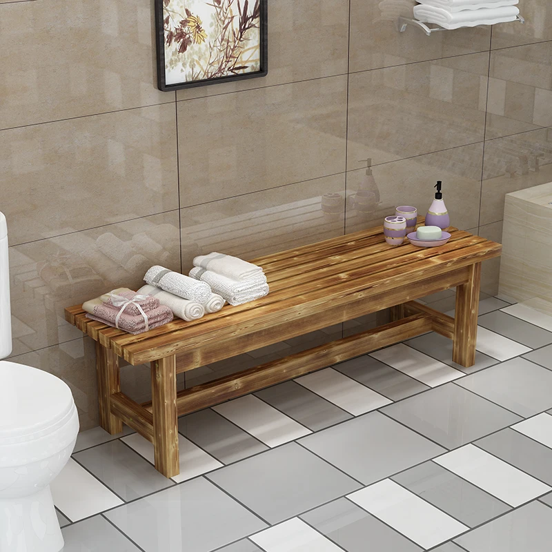 Solid Wood Benches - Waterproof Storage Seats for Gym Spa Commercial Folding Chairs with Cushion Anti-Slip Locker Room Furniture