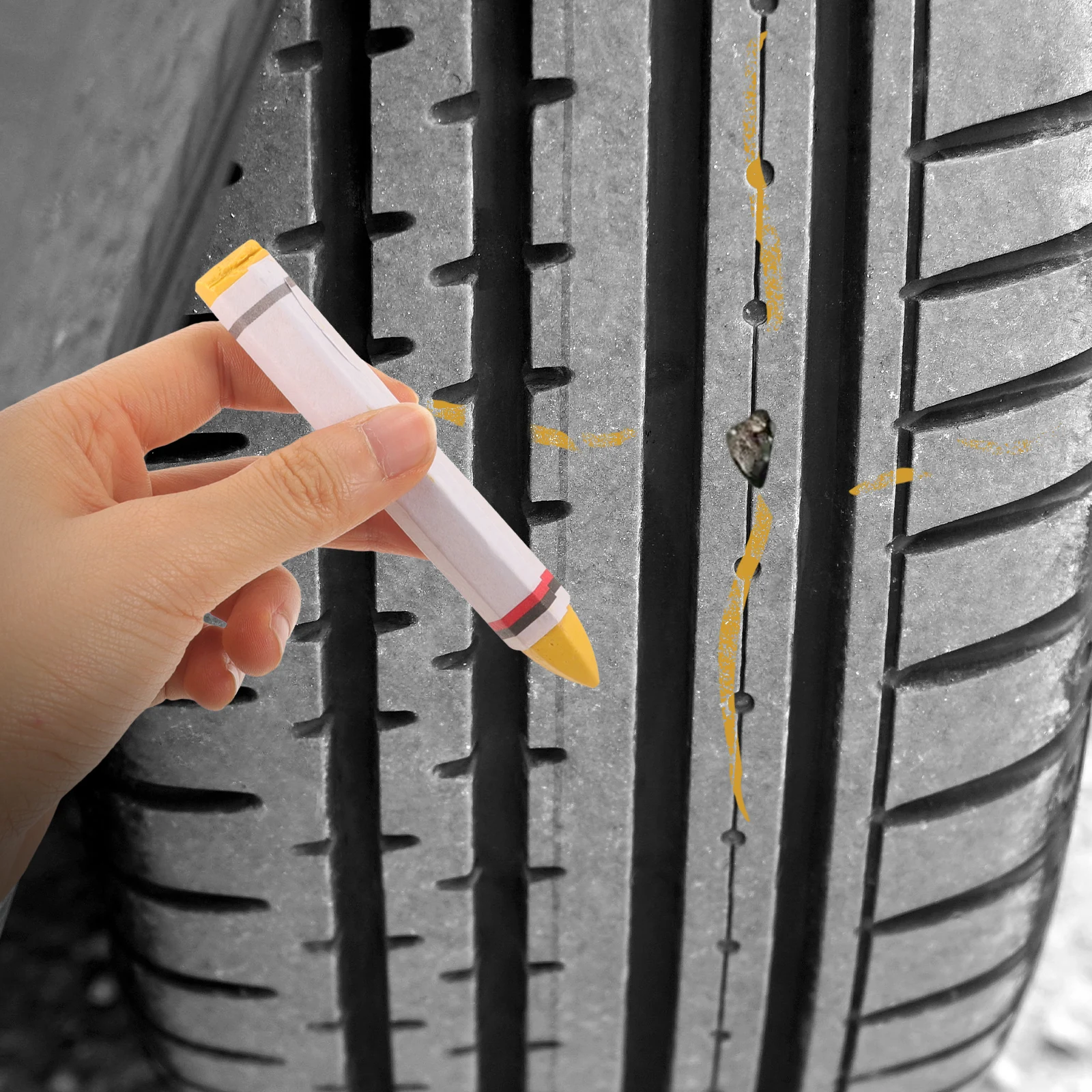

2pcs Pen Marker Pens For Car Tire Black Wax Marker Car Supplies Durable Precise Tip For Tire Repair Various Surfaces