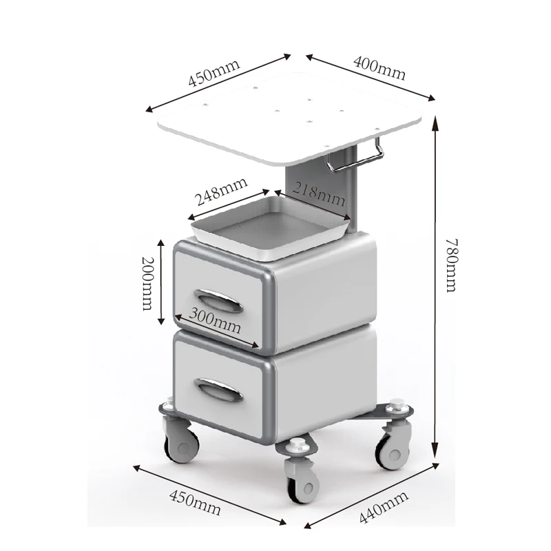 two drawers Beauty Trolley with Drawers Tier Rolling Cart Portable Storage Organizer for Salon And Spa