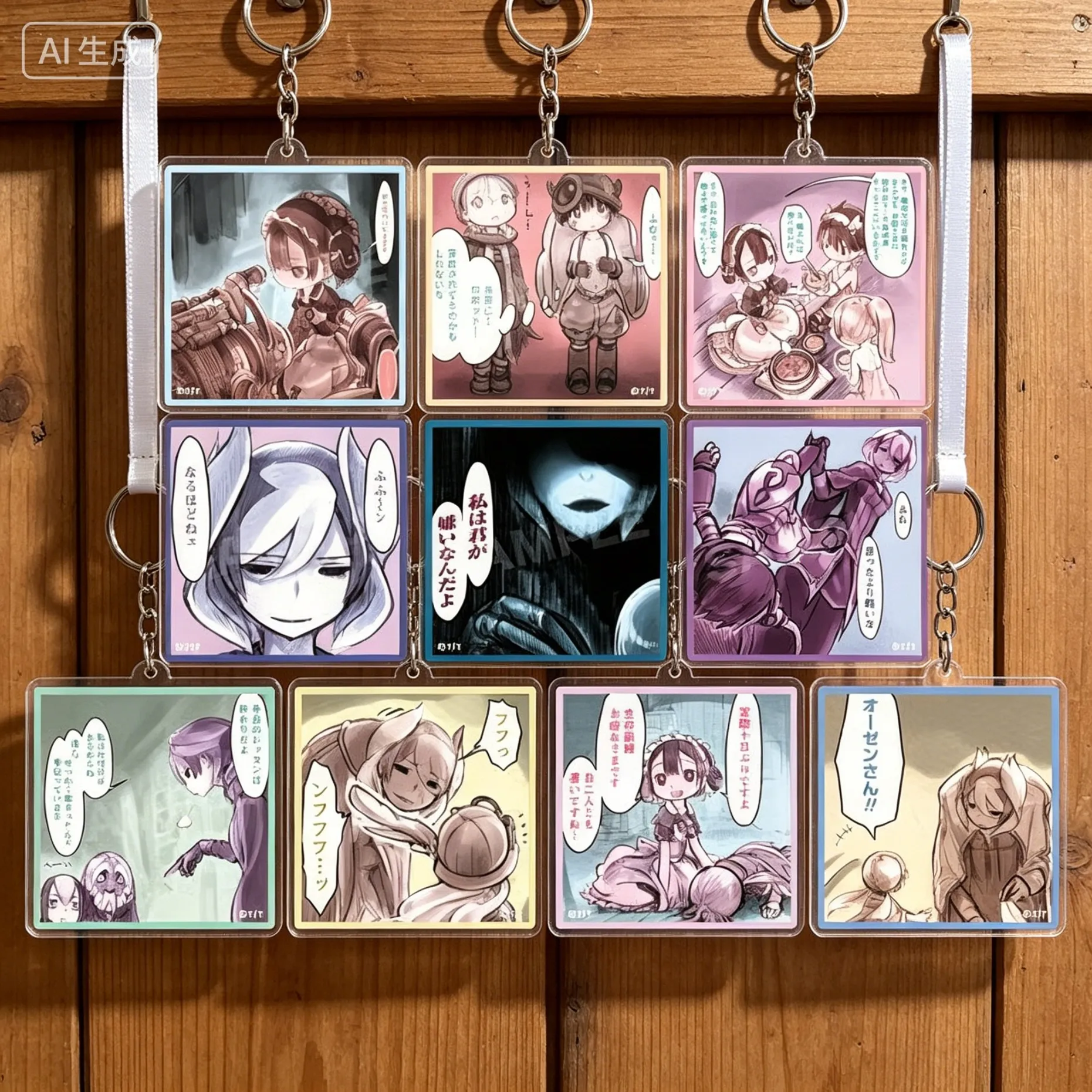 Llaveros de acrílico con diseño de la escena de Reg Nanachi de Made in Abyss, decoraciones para bolsos, regalos para festivales