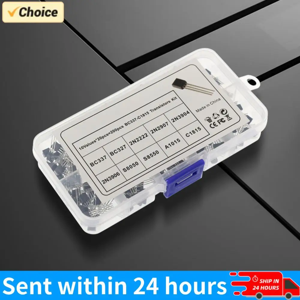 10 Values TO-92 PNP NPN 200PCS Transistor Kit Assortment Box 2N2222 2N2907 2N3904 2N3906 S8050 S8550 A1015 C1815