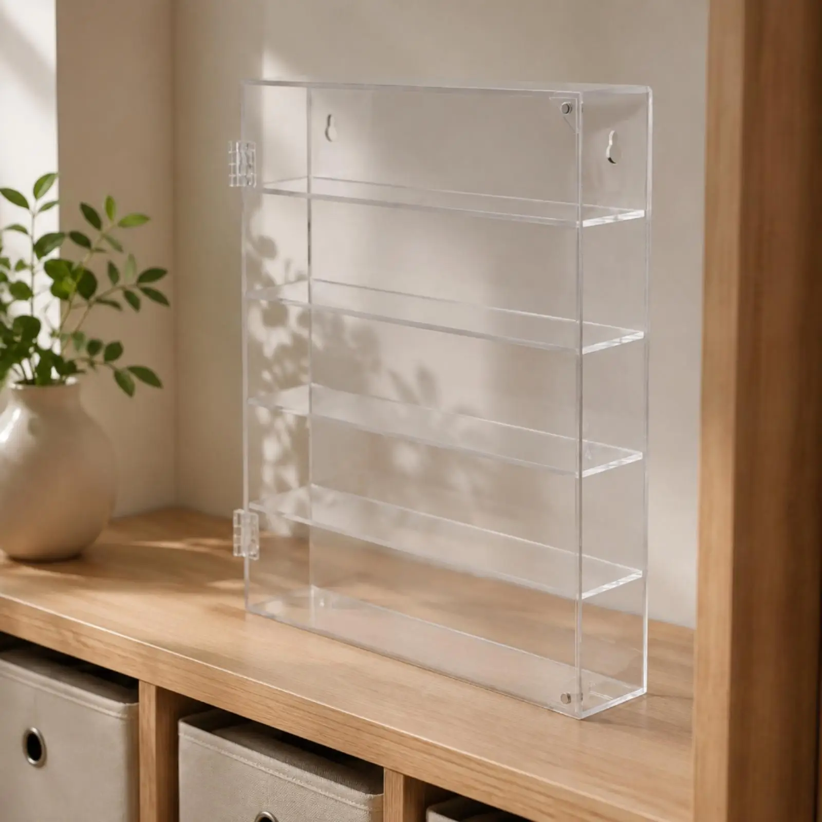 Acrylic Display Case for Model Kit Cars with Hinged Front Panel Wall Mount Organizer for Small Treasures