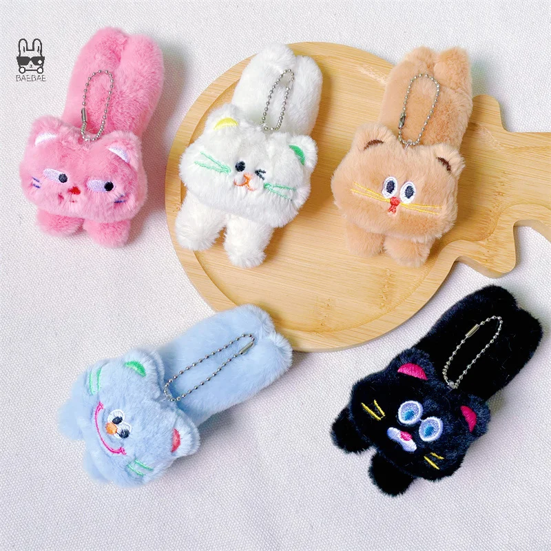 Cute Cartoon Cat Plush Toy Creative Stuffed Kitten Doll Keychain Backpack Pendant Bag Hanging Decoration Kid Gifts