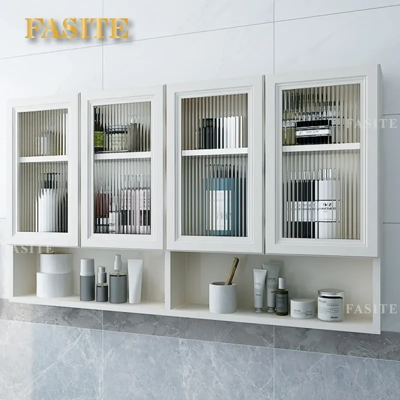 For Bathroom Wall Mounted Storage Cabinet Space Aluminum Hanging Locker with Changhong Glass Waterproof Toilet Upper Shelf
