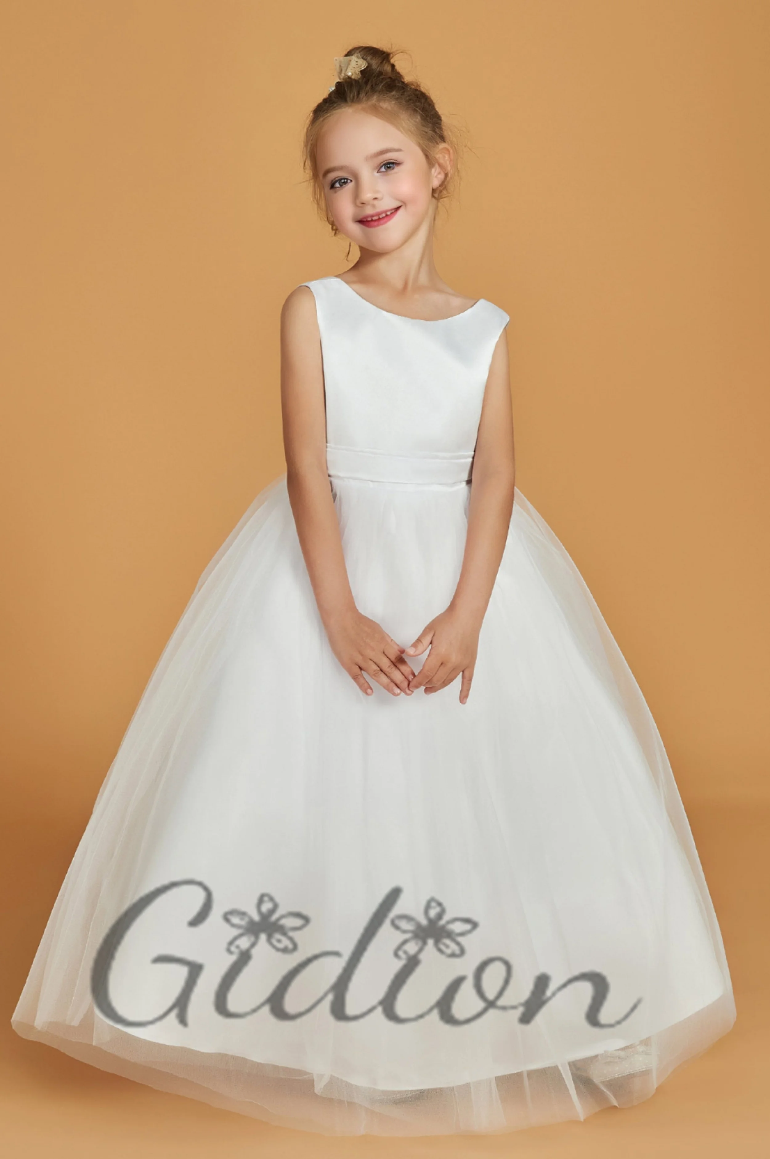 

Tulle/Satin For Kids Flower Girl Dress Ball-Gown Wedding Pageant Birthday Evening Party First Communion Banquet Event Ceremony